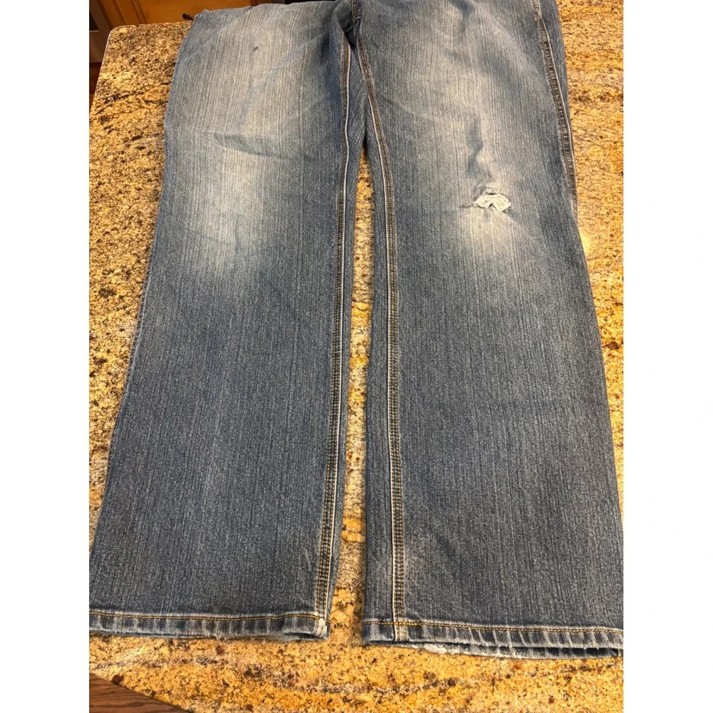 Ariat Rebar M4 Low Rise Boot Cut Jeans Mens 38W 33L Blue Denim Pants Distressed‎